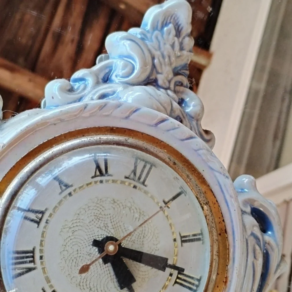 Elegant Blue and White Wall Clock